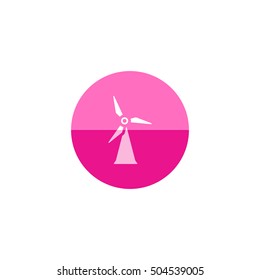 Wind turbine icon in flat color circle style. Energy renewable green environment