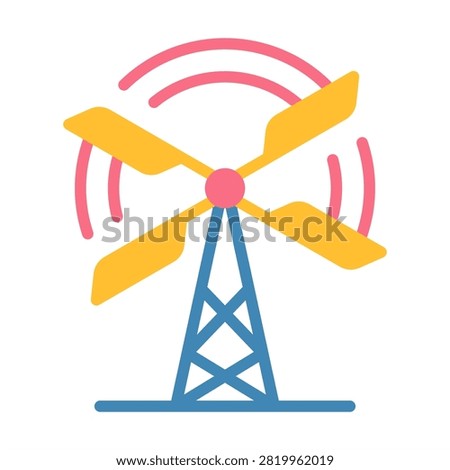 Wind Turbine Icon - Flat Color Icons For Environmental sustainability