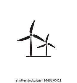Wind turbine icon. Flat design style. Windmill silhouette. Vector illustration
