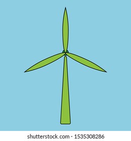 Wind turbine icon. Flat design style. Green Energy. Simple icon. Modern flat icon in stylish colors. Web site page and mobile app design element.