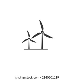 Windturbinensymbol. Flaches Design. Windmühle-Silhouette. Vektorgrafik