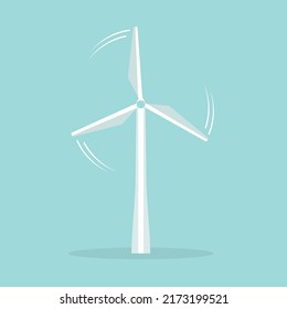 Wind turbine icon. Flat design style. Windmill silhouette. Simple icon. Modern flat icon in stylish colors. Web site page and mobile app design element. Vector illustration
