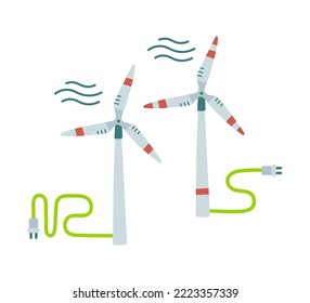 Wind turbine icon. Flat design style. Windmill silhouette. Simple icon. Modern flat icon in stylish colors. Vector