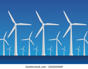 Wind turbine icon with flat design style with shadow. Renewable energy concept with windmill silhouette.