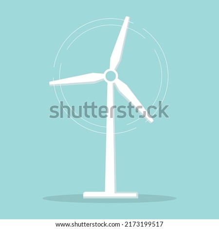 Wind turbine icon. Flat design style. Windmill silhouette. Simple icon. Modern flat icon in stylish colors. Web site page and mobile app design element. Vector illustration