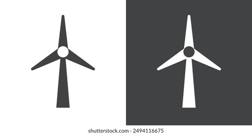 Wind turbine icon Flat set in black and white color outline vector