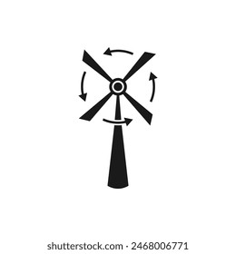 Wind turbine icon flat style isolated on white background. Vector illustration