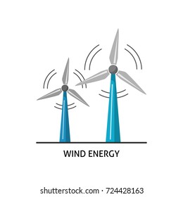Windturbinensymbol im flachen Stil. Rotationssymbol, einzeln auf weißem Hintergrund. Alternative erneuerbare Energiequellen