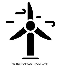 wind turbine icon with glyph style and 64 px base. Suitable for website design, logo, app, ui and etc.