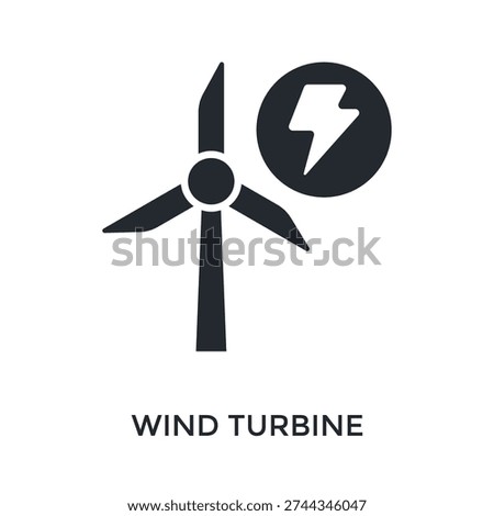 Wind Turbine Icon Glyph Style. Vector Illustration For Graphic Design