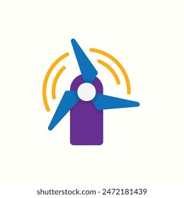 wind turbine icon, isolated flat colored environment icon set
