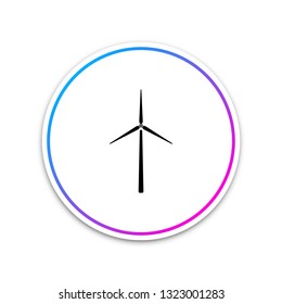 Wind turbine icon isolated on white background. Wind generator sign. Windmill silhouette. Windmills for electric power production. Circle white button. Vector Illustration