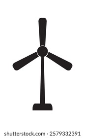 Wind turbine icon isolated on a white background. Windmill, Wind eco energy icon. Windmill silhouette vector icon. Vector illustration.
