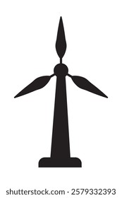 Wind turbine icon isolated on a white background. Windmill, Wind eco energy icon. Windmill silhouette vector icon. Vector illustration.
