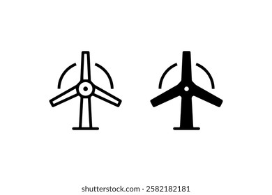 Wind Turbine Icon in Line and Solid Styles Vector