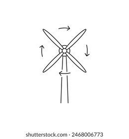Wind turbine icon line style isolated on white background. Vector illustration