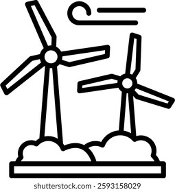 Wind Turbine Icon Line Vector Illustration