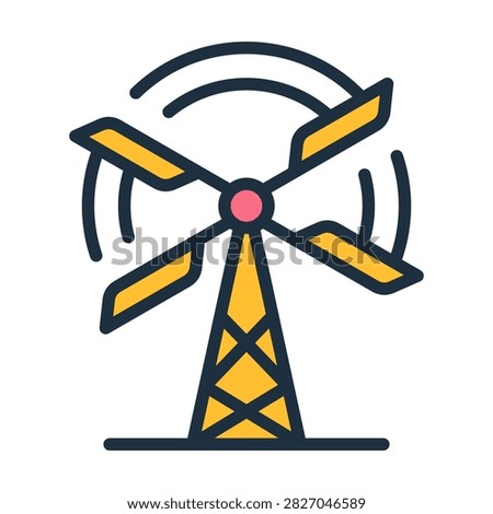 Wind Turbine Icon - Lineal Color Outline Icons For Environmental sustainability