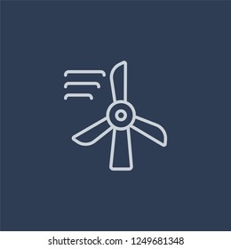 Wind turbine icon. Wind turbine linear design concept from Ecology collection. Simple element vector illustration on dark blue background.