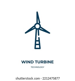 Wind turbine icon. Linear vector illustration from technology collection. Outline wind turbine icon vector. Thin line symbol for use on web and mobile apps, logo, print media.
