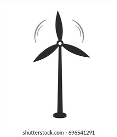 Wind turbine icon with long shadow. Flat design style. Simple icon. Modern flat icon in stylish colors.