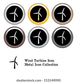 Wind Turbine Icon Metal Icon Set