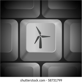 Wind Turbine Icon on Computer Keyboard Original Illustration