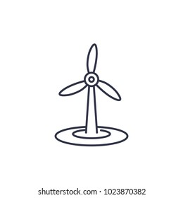 wind turbine icon on white, linear