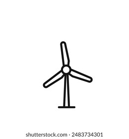 Wind turbine icon outline collection in black