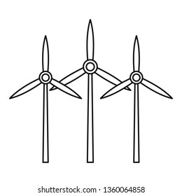 Wind turbine icon. Outline wind turbine vector icon for web design isolated on white background