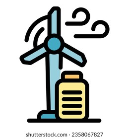 Wind turbine icon outline vector. Energy plant. Eco panel color flat