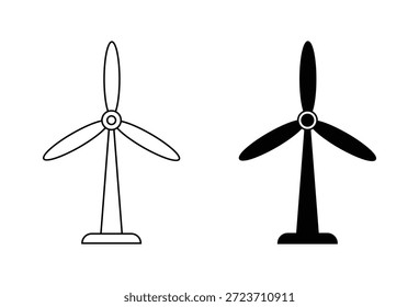 Icono de turbina eólica que representa la energía renovable, la generación de energía limpia, la sostenibilidad, la tecnología ecológica y el concepto de energía ambiental