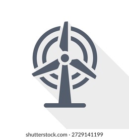 Ícone da turbina eólica que representa a energia renovável e a produção sustentável de eletricidade.