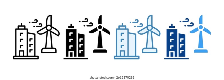 Wind Turbine Icon Set Multiple Style Collection