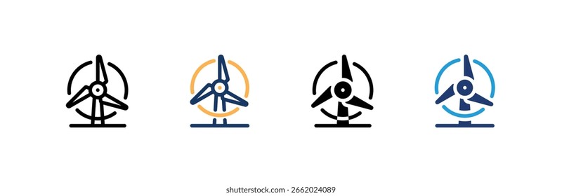 Wind Turbine icon set multiple style collection. Vector illustration.