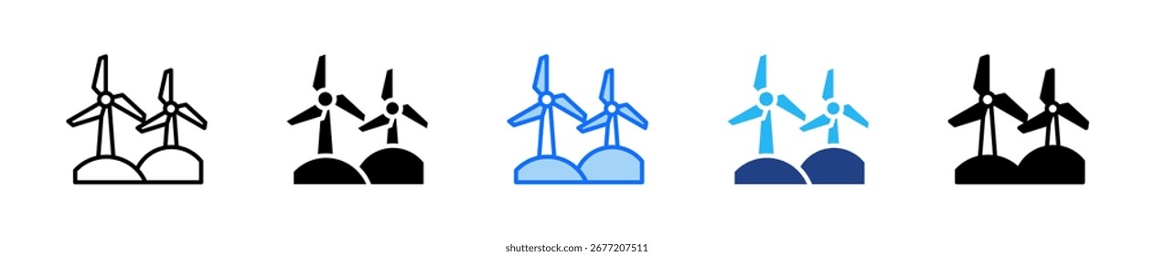 Wind Turbine Icon Set Multiple Style Collection