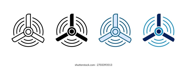 Conjunto de ícones de turbina eólica Coleção de estilos múltiplos