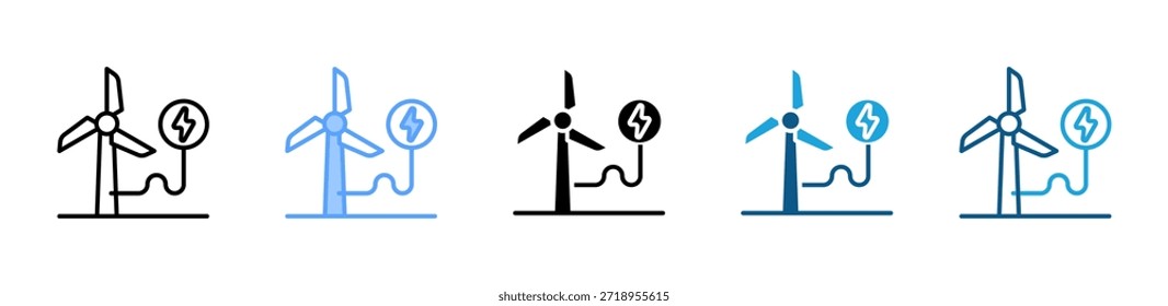 Wind Turbine icon set multiple style collection