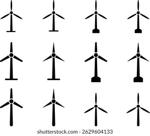 wind turbine icon set. renewable energy icons. environment button. Eolic energy sign. Electricity symbol. Windmill sign