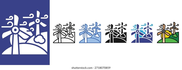 Wind Turbine  icon sets multi style collection
          