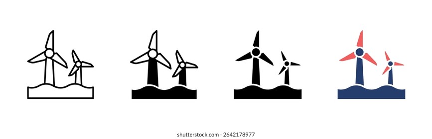 Wind Turbine icon sheet multiple style collection