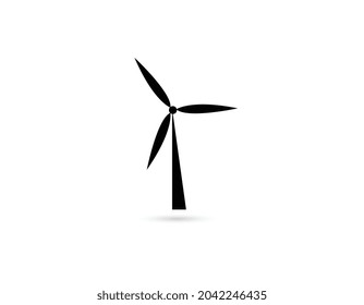 Wind turbine icon showing wind power on white background. Vector