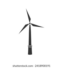 Wind Turbine Icon Silhouette Illustration. Eco Energy Vector Graphic Pictogram Symbol Clip Art. Doodle Sketch Black Sign.