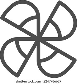 Turbinensymbol. Einfaches Zeilensymbol im flachen Stil. Vektorgrafik mit dem Thema nachhaltige Technologie. Detailliertes Kontursymbol