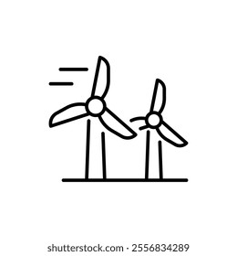 Wind turbine icon. Simple outline style. Windmill, wind power, working from power of wind, energy converter, renewable energy concept. Thin line symbol. Vector illustration isolated.