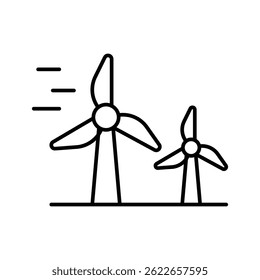 Wind turbine icon. Simple outline style. Windmill, wind power, working from power of wind, energy converter, renewable energy concept. Thin line symbol. Vector illustration isolated.
