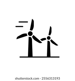 Wind turbine icon. Simple solid style. Windmill, wind power, working from power of wind, energy converter, renewable energy concept. Black silhouette, glyph symbol. Vector illustration isolated.