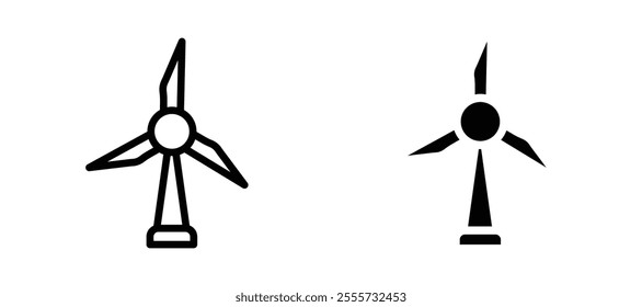 Wind turbine icon symbol collection on white background.
