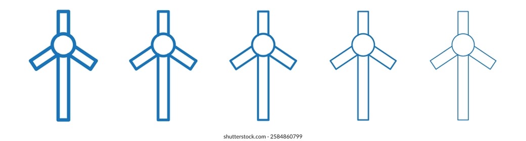 Wind turbine icon Symbol collection thin outline set