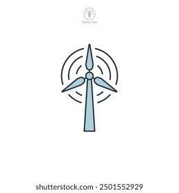 Ilustración vectorial del icono de la turbina de viento aislada en el fondo blanco